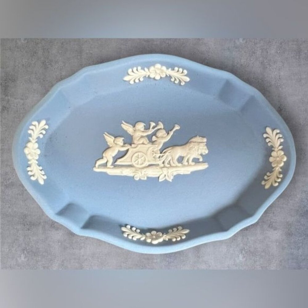 Wedgwood Blue Jasperware Oval Trinket Tray